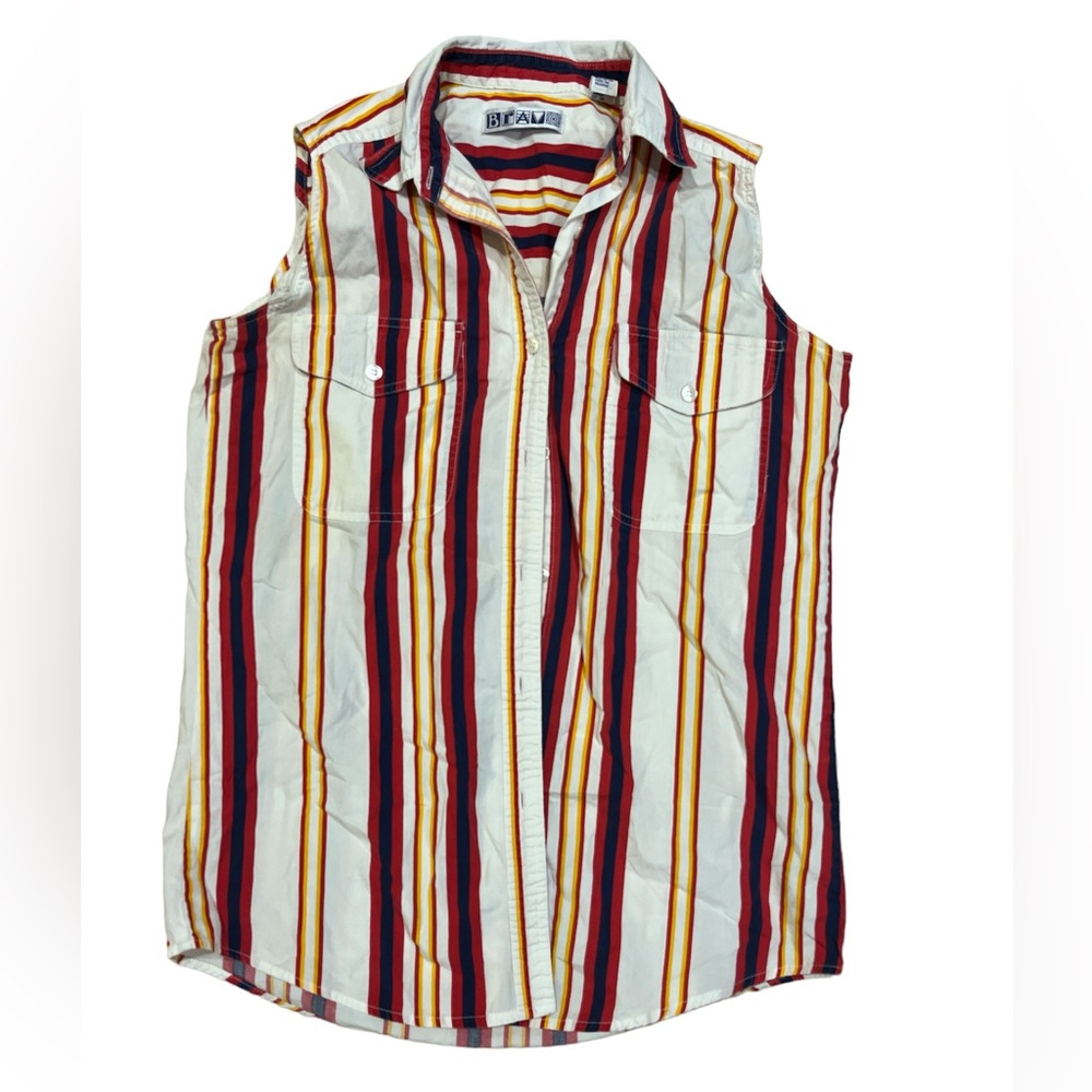 Vintage Bravo cotton sleeveless striped tunic size Small S